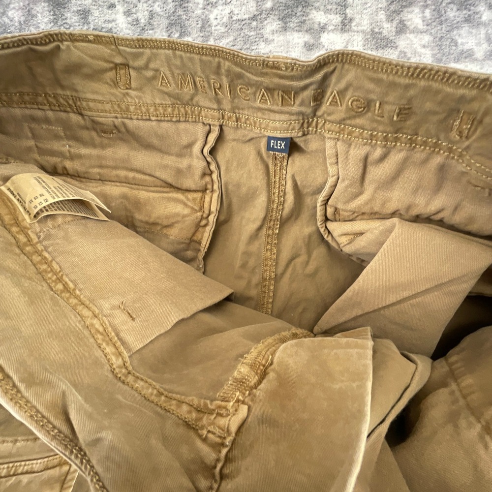 American Eagle Mens 33 Flex Cargo Shorts Khaki Solid Skater Utility Cargo - Picture 10 of 12